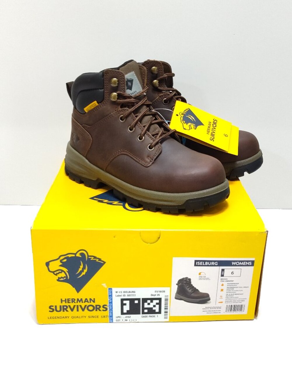 Herman Survivors Womens Iselburg Brown Steel Toe Waterproof Work Boots Size 6